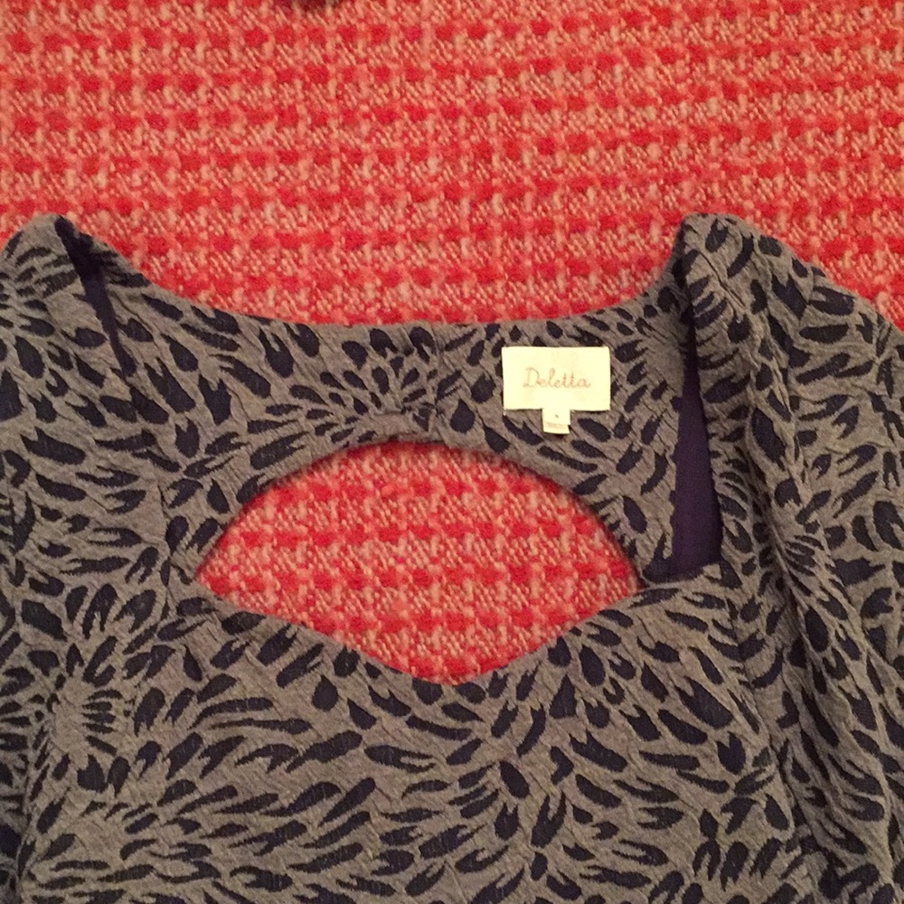 😁Anthropology/Deletta dress navy and grayish blue